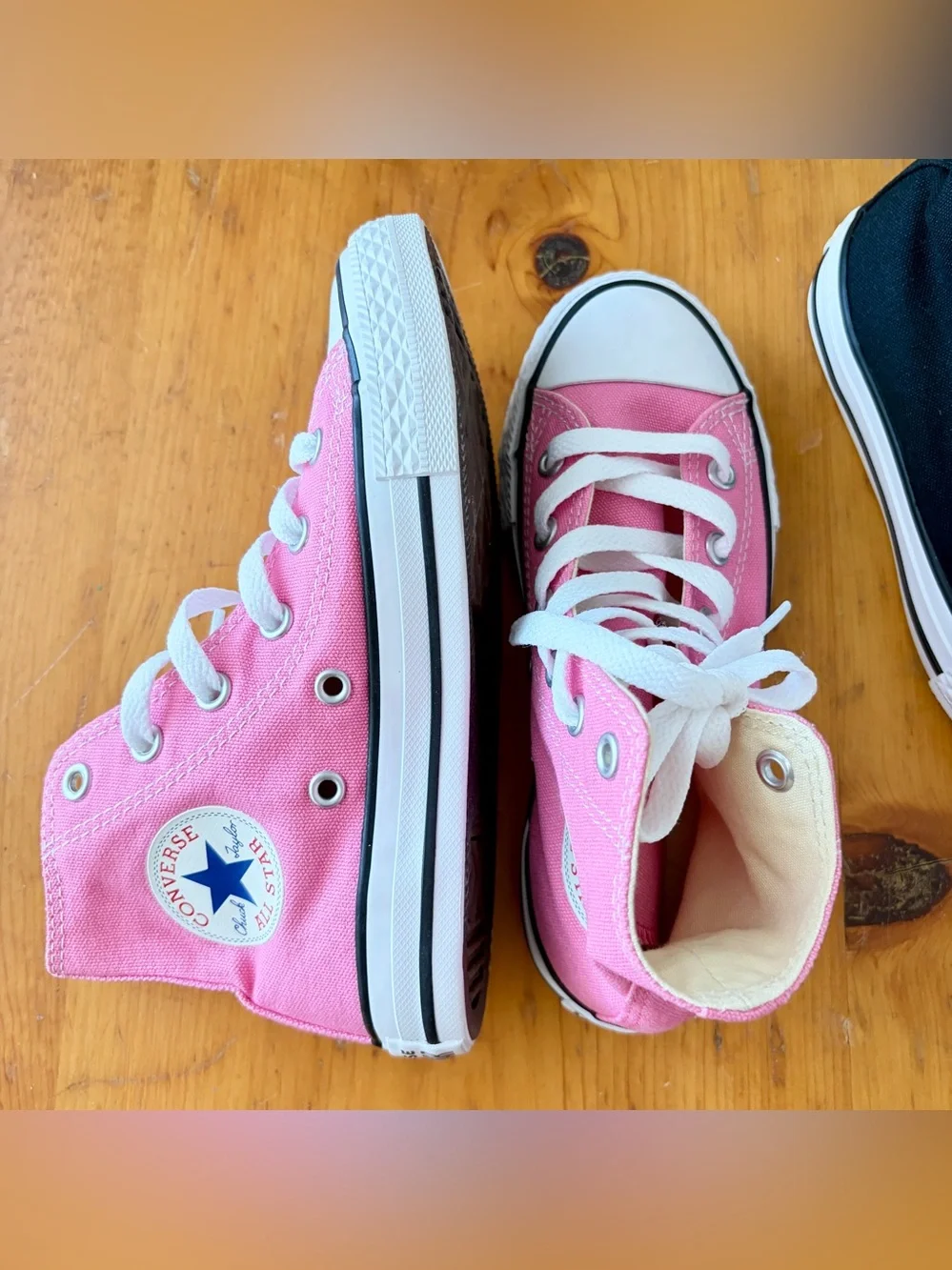 Lot of 2 Converse Chuck Taylor All Star High Top Sneakers Pink & Black Youth 13